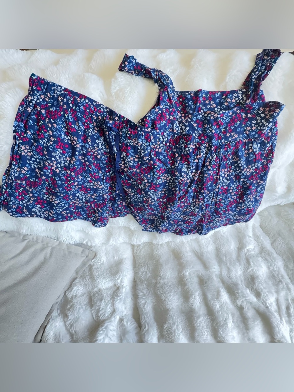 NWT croft & barrow Navy Blue Floral 2 piece sleepwear PJ Camisole Set Sz. XL